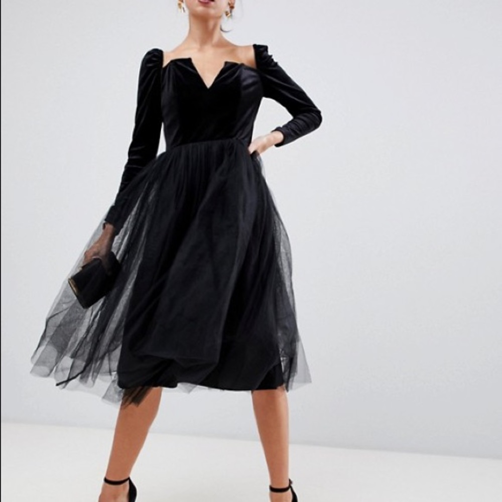 Black Velvet Tulle Dress